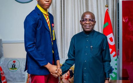 Gov. Otti Receives Abia Born Top JAMB Scorer, Pledges Support for His Education
