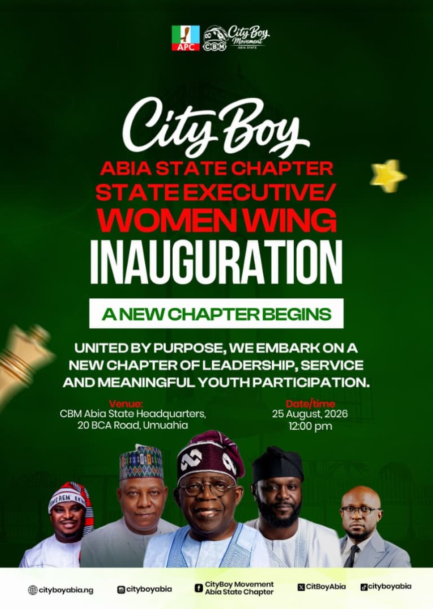 CityBoy Movement Abia Announces Inauguration Of State Executive, Women Wing